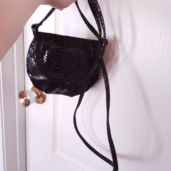 2/$20 Mini Purses Vegan Faux Snake Grey Black - Picture 5 of 10